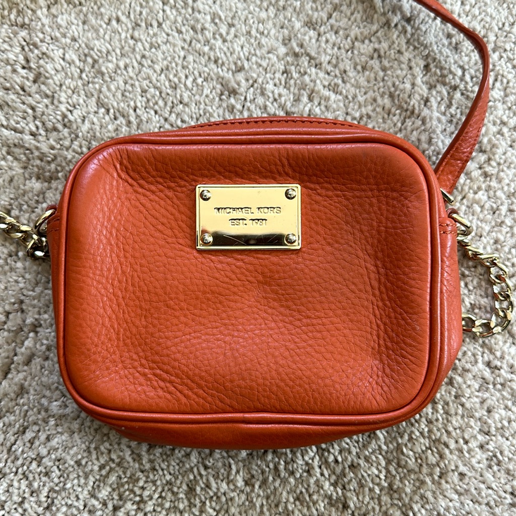 Leather Orange Cross Body Bag